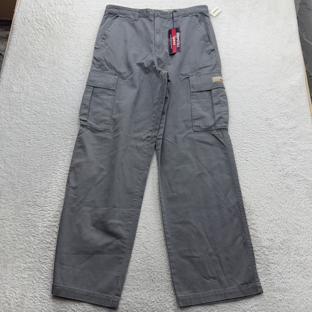 NWT Aeropostale Deadstock Men Cargo Pants Granite Gray Cotton Straight Leg 33x32